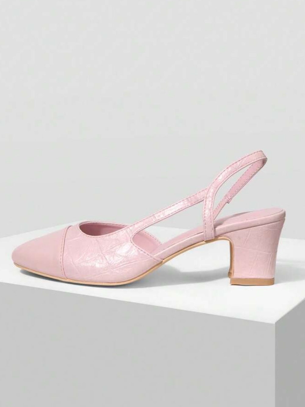 Chic Pink Slingback Block Heels